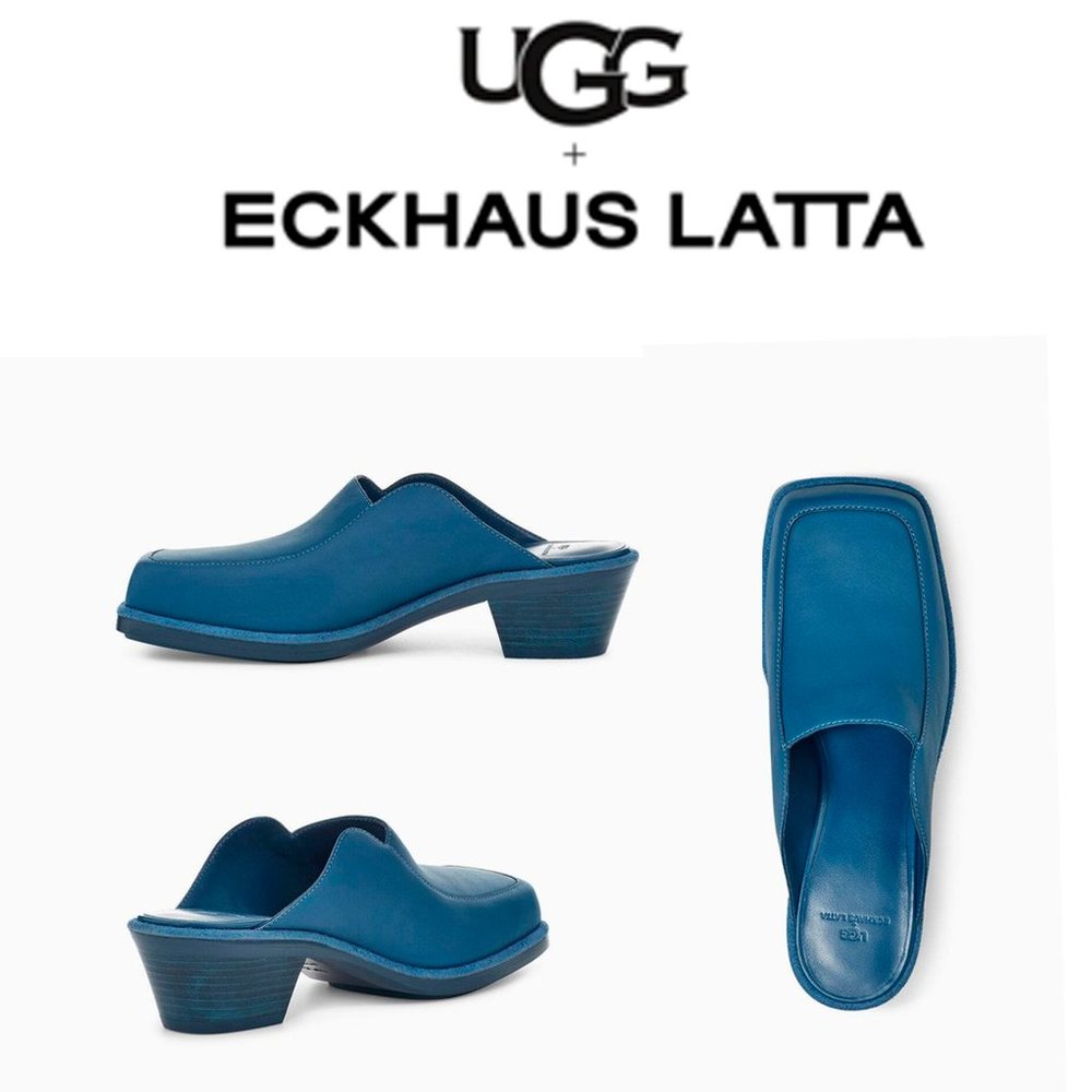 UGG + Eckhaus Latta Block Heel Cowboy Mule in Moroccan Blue 6